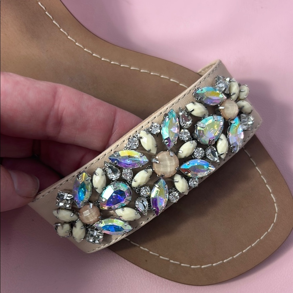 Dune London Beige Embellished Women's Sandals - Picture 4 of 12